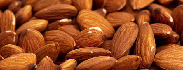 Close up of almond nuts as background.