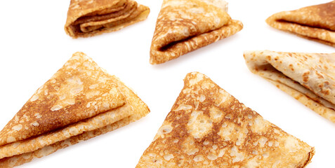 Pancakes made from dough isolated on a white