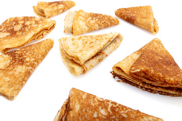 Pancakes made from dough isolated on a white