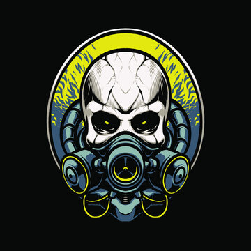 biohazard mask skull head illustration