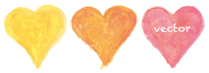 Vector watercolor painting heart set