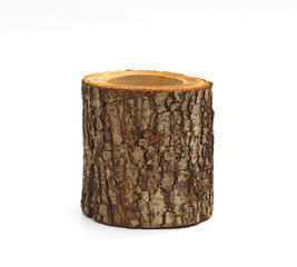 Empty wooden vase, flowerpot, isolated on white