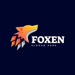 Vector Logo Illustration Fox Gradient Colorful Style.