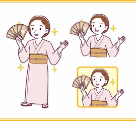 Young girl in pink kimono