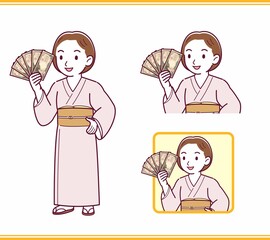 Young girl in pink kimono