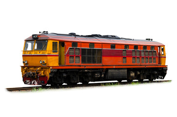 Diesel electric locomotive isolated on white background with clipping path.