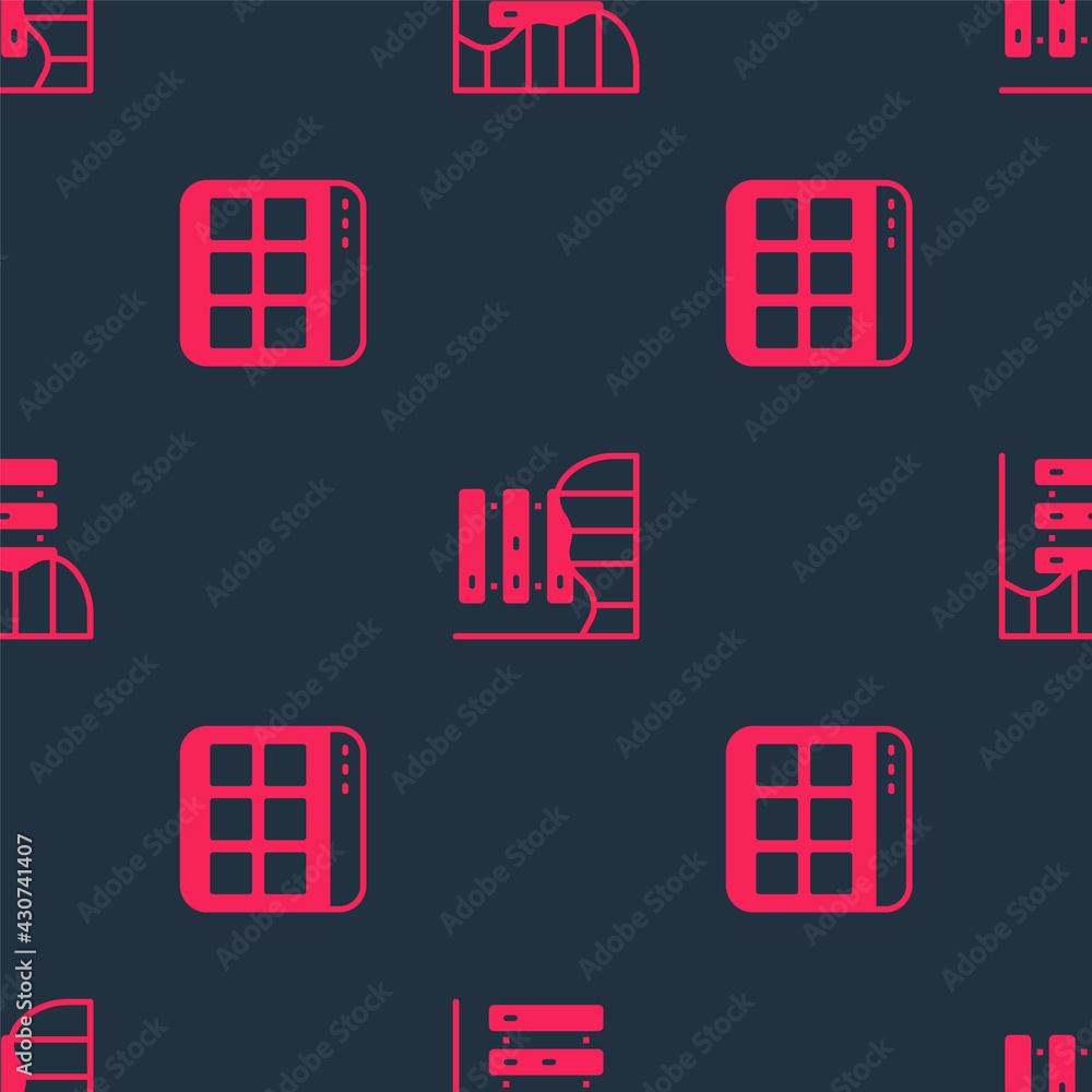 Poster Set Browser files and Server, Data, Web Hosting on seamless pattern. Vector