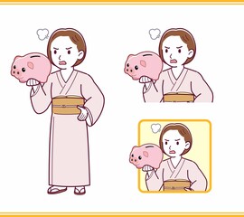 Young girl in pink kimono