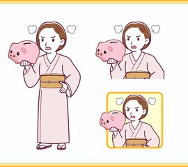 Young girl in pink kimono