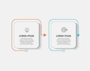 Vector infographic template with icons and 2 options or steps. Infographics for business concept. Can be used for presentations banner, workflow layout, process diagram, flow chart, info graph.