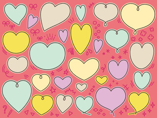 ハート形の吹き出し・フレーム素材セット