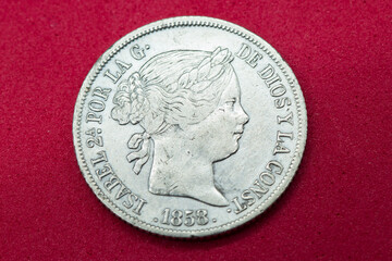 moneta srebrna isabel II 1858 stara