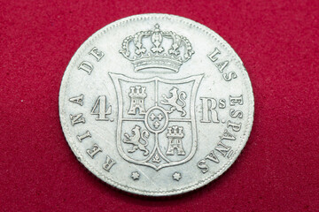 moneta srebrna isabel II 1858 stara