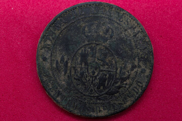 moneta stara isabel II 1868 metal patyna