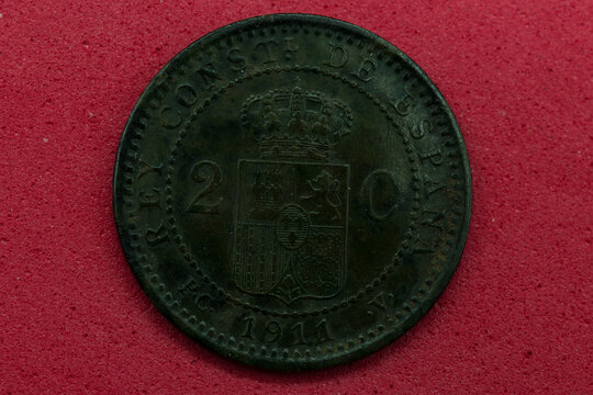 moneta stara alfonso XIII patyna 2 centimos 1911