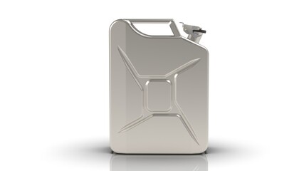 Metal jerrycan. canister for gasoline, diesel fuel on a white background 3D render