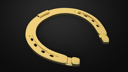 golden horseshoe on dark background 3d render
