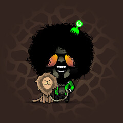 African men with lion