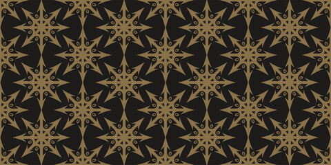 Elegant pattern geometric ornament on black background, wallpaper. Seamless pattern, texture. Vector illustration
