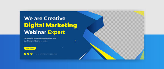 webinar digital marketing facebook cover banner web template social media post - obrazy, fototapety, plakaty