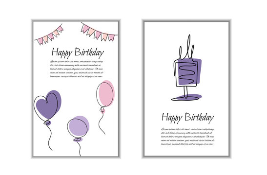 Happy birthday card template. Sweet dessert illustration.