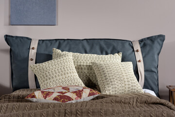 pillows on the bed, textile