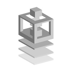 3D printer or abstract shape graphic or icon