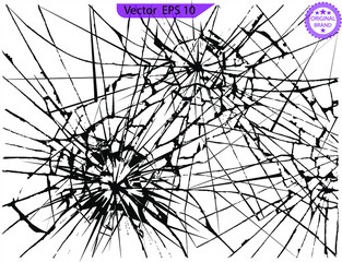 Broken glass, cracks on glass, high resolution. Bullet marks on glass. High resolution. Texture glass with black hole. You can easy change colors or sizes. Cracks for disaster design.