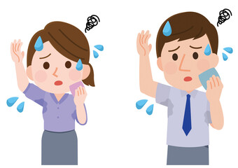 腕を掻く男性と女性 皮膚トラブルのイラスト Wall Mural こけ田