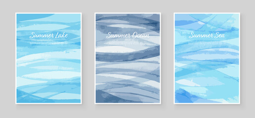 Watercolor Sea Ocean Lake Set Backgrounds
