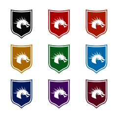 Fototapeta premium Shield Dragon isolated on white background color set