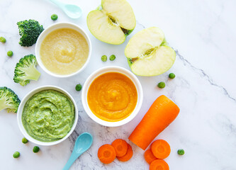 Assortment of fruit and vegetable puree