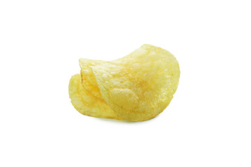 Group of potato chips isolated on white background