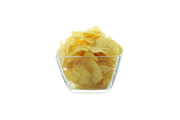 Bowl with chips isolated on white background