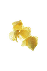 Tasty potato chips isolated on white background