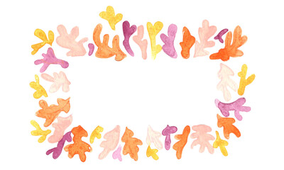 Colorful abstract coral reef wreath watercolor hand painting for decoration on summer holiday and marine life concept.