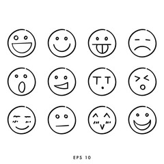 set of emoticon emoji hand drawn , isolated on white background , Vector illustration EPS 10
