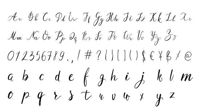 Hand lettering alphabet design, handwritten brush script modern calligraphy ,isolated on white background , Vector illustration EPS 10