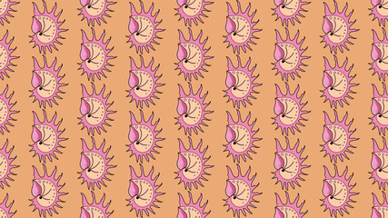 summer beach pink Seashell pattern on peach.