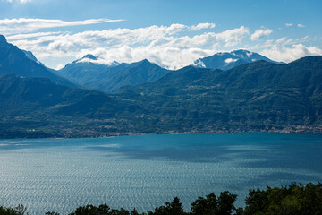 Lago di Garda. Elevated view of the Lake Garda with the Lombardy coastline seen from the Monte...