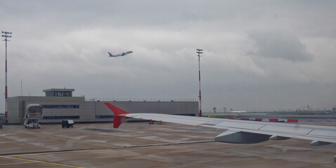  Paris Charles de Gaulle Airport.The plane takes off