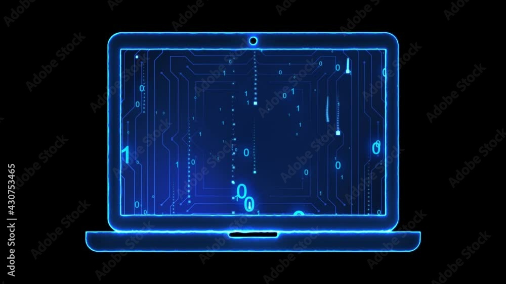 Poster coding processing in laptop with alpha channel, it can be used in motion graphics and vfx projects.