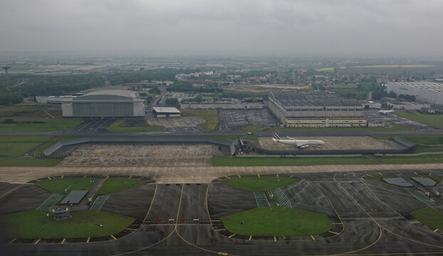  Paris Charles de Gaulle Airport.View from aircraft