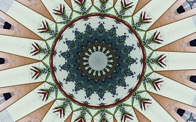 Kaleidoscope in Petrol and Soft Whiteish Green