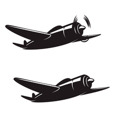 Illustration of retro airplane. Design element for logo, label, sign, emblem. Vector illustration © liubov
