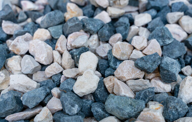 Crushed decorative garden pebbles with the mix of blue and gray.
