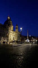 Rome Piazza Navona square illuminated at night