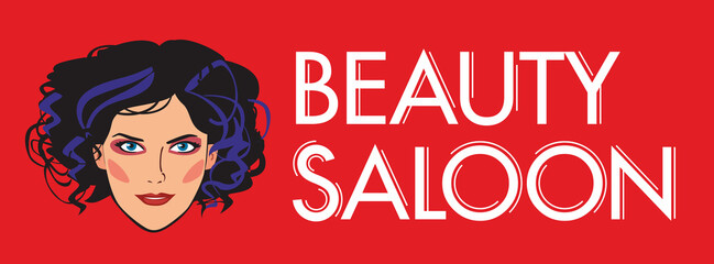 Beauty saloon. Bright sign for business. Vector graphics