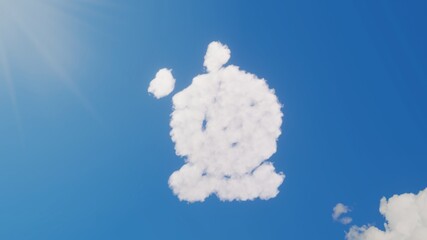 3d rendering of white clouds in shape of symbol of magic ball on blue sky with sun