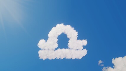 Naklejka premium 3d rendering of white clouds in shape of symbol of libra zodiac on blue sky with sun